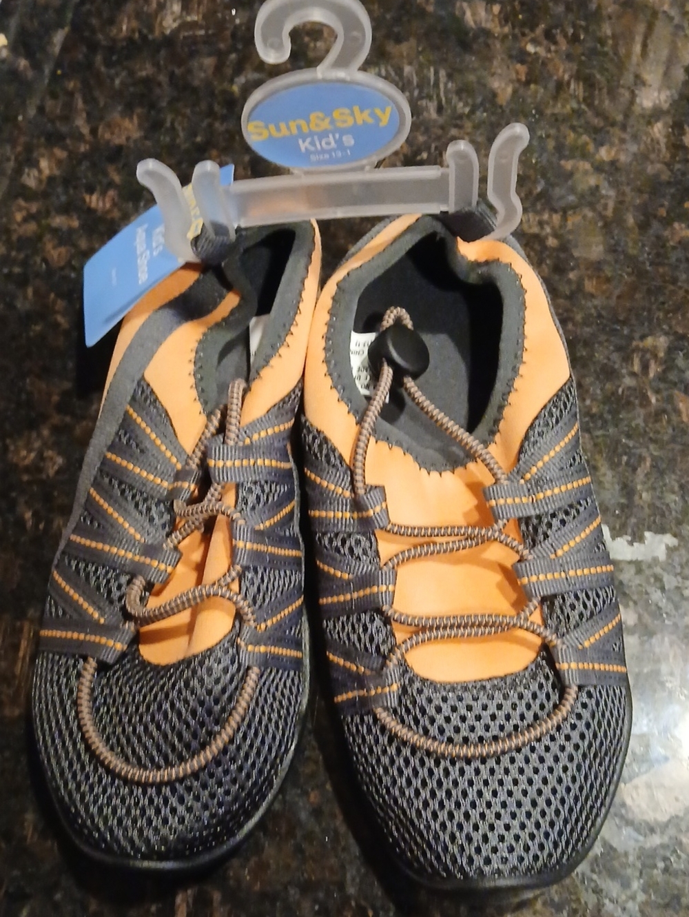 Sun & Sky Kids Orange and Gray Water Shoes with Bungee Fit